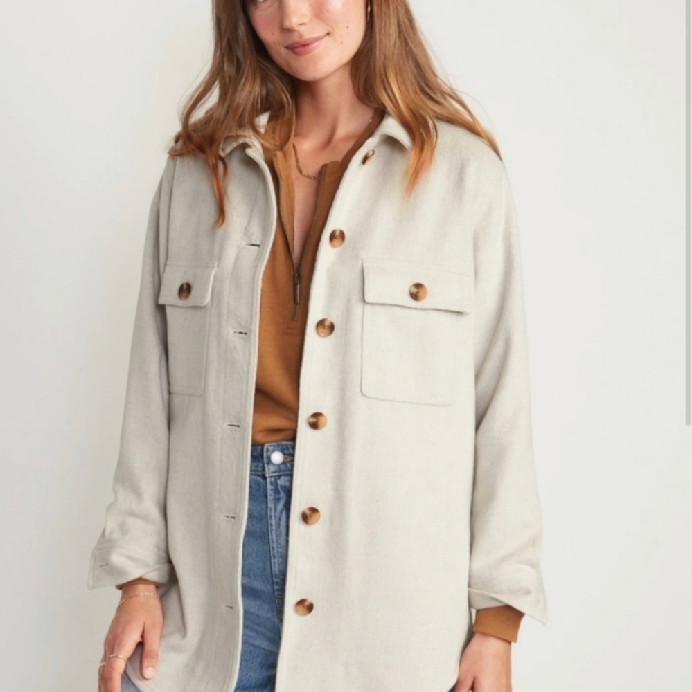 Old Navy Cream Button-Up Jacket